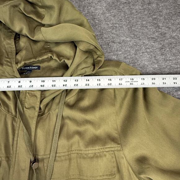 Eileen Fisher Polished Anorak Jacket Hooded Full Zip Olive Womens XL Sustainable - Picture 10 of 14